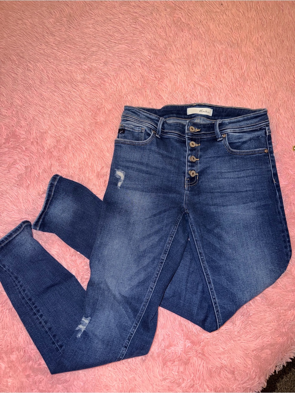 KanCan Dark Blue High-Rise Button-Fly Jeans